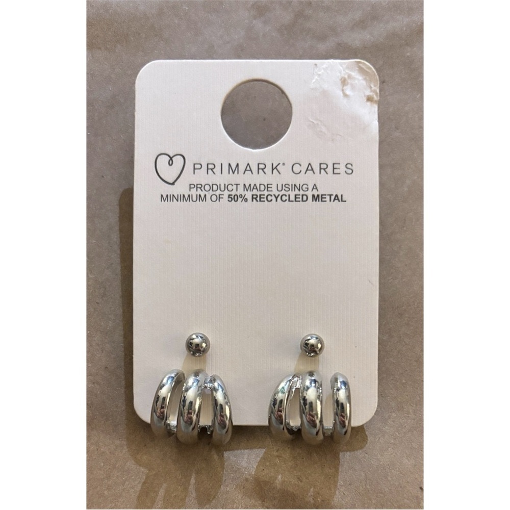 Primark Cares Silver Earrings Set –‎ Studs & Chunky Hoops Eco Friendly